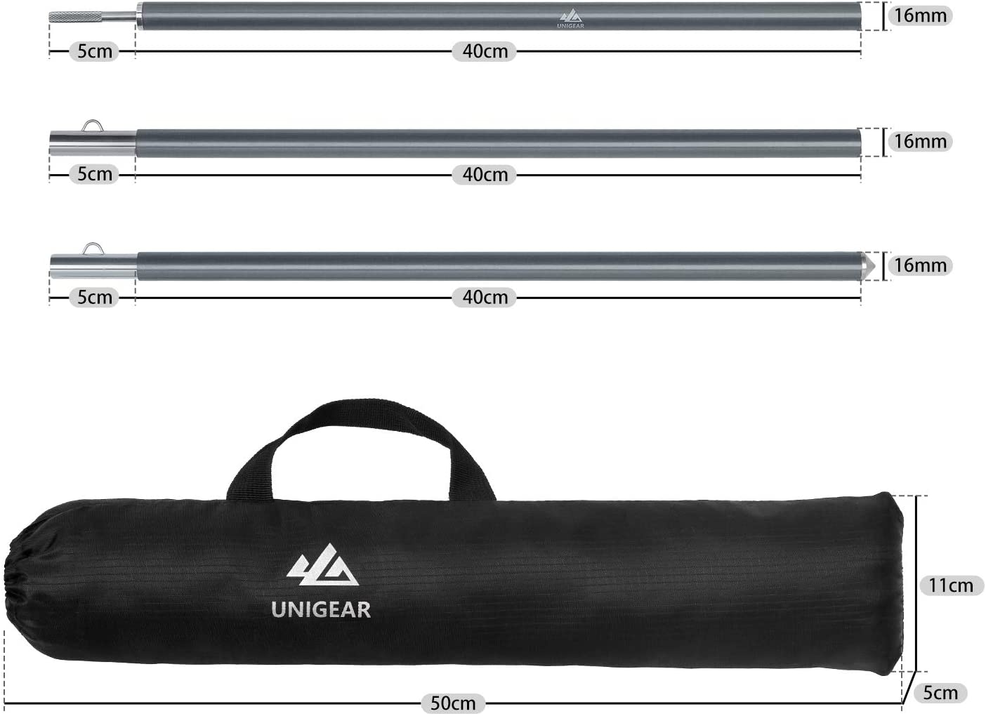 Unigear Adjustable Tent Pole - Set