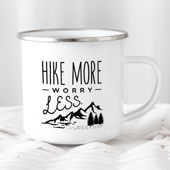 Enamel Camping Mug / HIKE MORE WORRY LESS