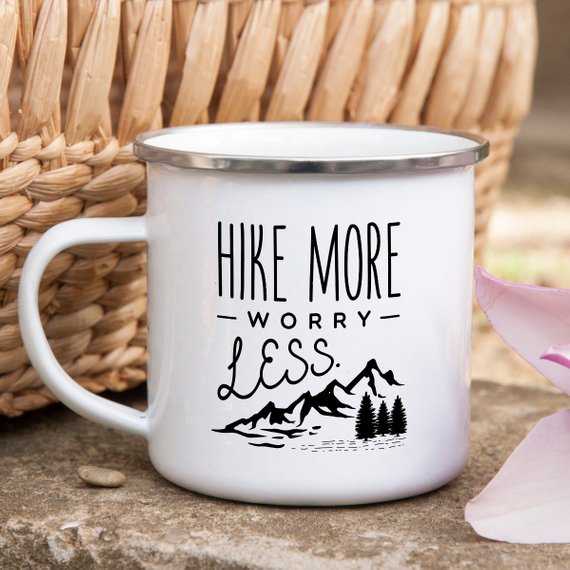 Enamel Camping Mug / HIKE MORE WORRY LESS