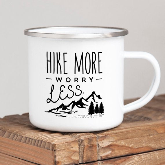 Enamel Camping Mug / HIKE MORE WORRY LESS