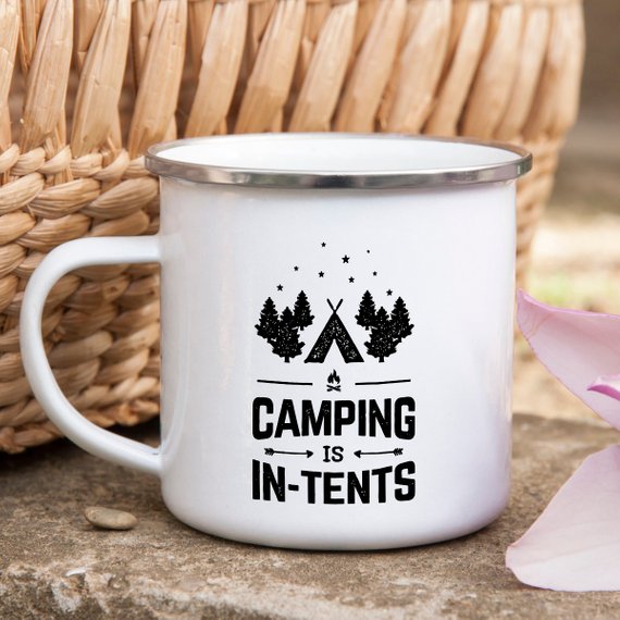 Enamel Camping Mug / CAMPING IN TENTS