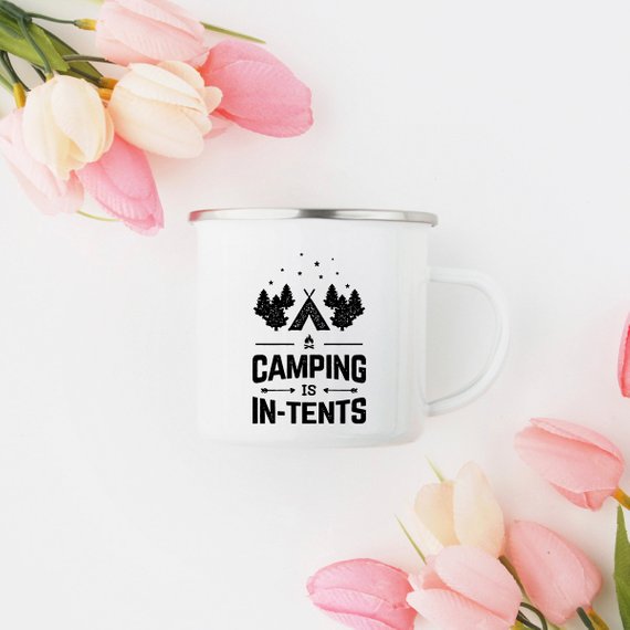 Enamel Camping Mug / CAMPING IN TENTS