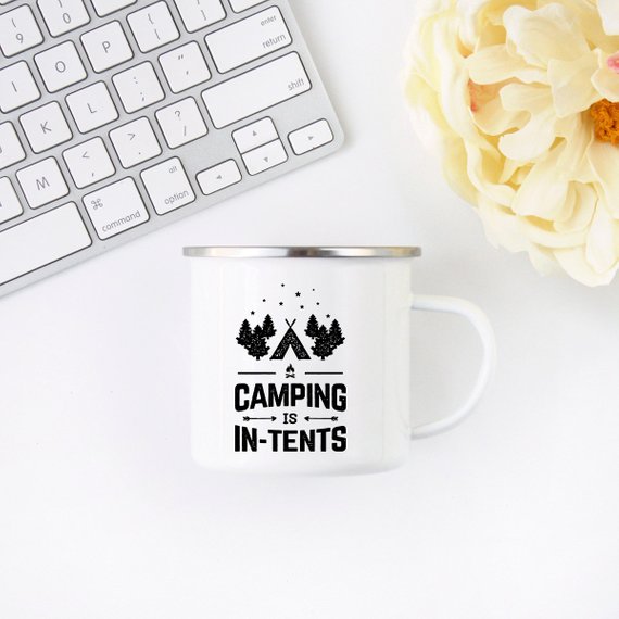 Enamel Camping Mug / CAMPING IN TENTS